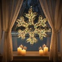Ozdoba Do Okna Wisząca Śnieżynka Świąteczna LED Świecąca z Obu Stron 8 tryb