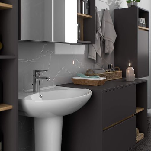 Zestaw mebli łazienkowych wiszących VAMI 4 szafki pojemny szary artisan na Arena.pl