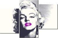 60 90CM OBRAZ 3 ELEM MARILYN MONROE FIOLETOWYMI USTAMI ŚCIENNY DRUK PŁÓTNO