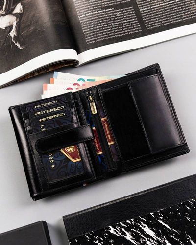 duży, skórzany portfel męski bez zapięcia - peterson na Arena.pl