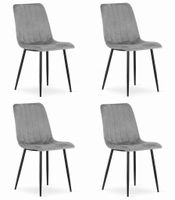 Krzesło aksamitne szare welur LAVA eleganckie do salonu kuchni x4