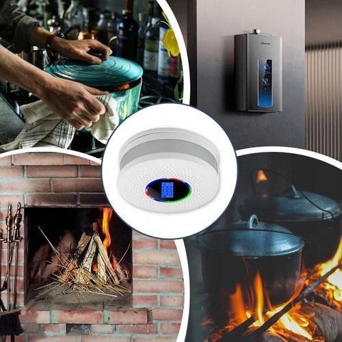 CZUJNIK CZADU I DYMU 2w1 detektor tlenku węgla LCD certyfikowany ALARM X 2 na Arena.pl