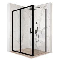 Kabina prysznicowa 100x90cm drzwi przesuwne czarna szkło ESG 6mm + powłoka