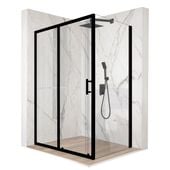 Kabina prysznicowa 100x90cm drzwi przesuwne czarna szkło ESG 6mm + powłoka