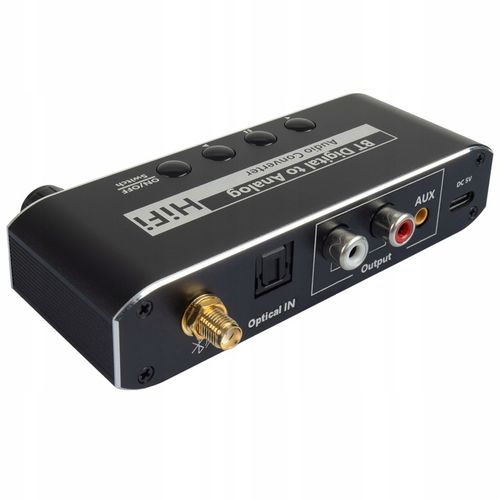 ODBIORNIK BLUETOOTH 5.0 KONWERTER AUDIO DAC TOSLINK 2x CINCH AUX BT + na Arena.pl