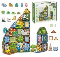 KLOCKI MAGNETYCZNE KONSTRUKCYJNE 82EL ZWIERZĘTA Kreatywny zestaw dla dzieci