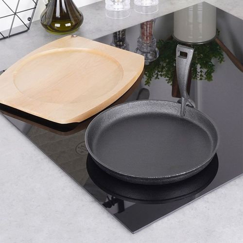 Patelnia Żeliwna na Desce Serwowania Potraw Gorący Półmisek Talerz Sizzler na Arena.pl