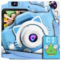 APARAT CYFROWY DLA DZIECI Dziecka Fotograficzny NIEBIESKI KOTEK + KARTA 4GB