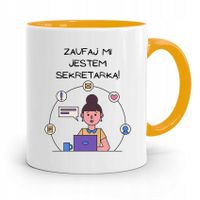Kubek Żółty Prezent Dla Sekretarki Zaufaj Mi Z Nadrukiem Ze Zdjęciem