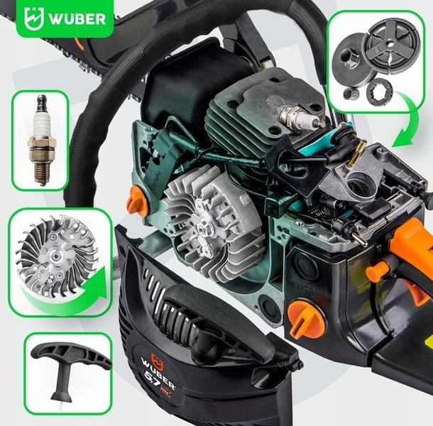 PIŁA SPALINOWA PILARKA DO DREWNA ŁAŃCUCHOWA 5,7KM +2 PROWAD +OLEJ +2x ŁAŃC. zdjęcie 15