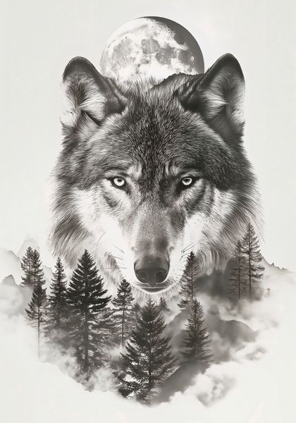 Plakat 70x100cm Wilczy Duch Lasu zdjęcie 1