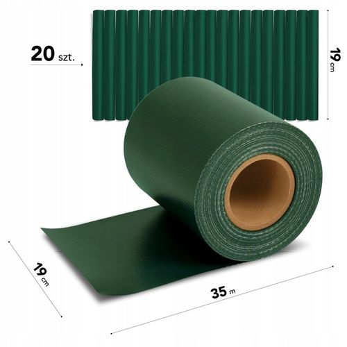 Taśma ogrodzeniowa ZIELONA 19cm x 35m mocna osłona ogrodzenie panelowe na Arena.pl