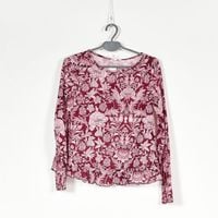 BLUZKA DAMSKA BORDOWA W WZORY R. XS