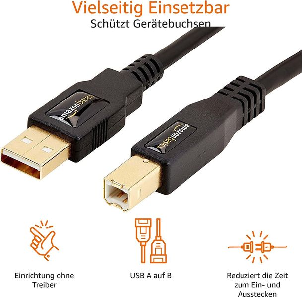 AmazonBasics USB 2.0/ USB Type B, 3m kabel USB USB A Mini-USB B Czarny zdjęcie 1