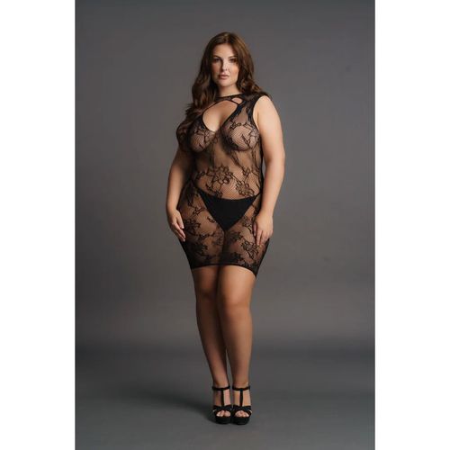 high neck lace mini dress - plus size na Arena.pl