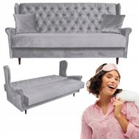 Sofa z funkcją spania WELUR wersalka 3 osobowa szara GAJA