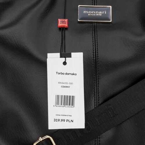 TOREBKA DAMSKA MONNARI Czarna Na Ramię SHOPPER Ćwieki Dżety DŁUGI PASEK na Arena.pl