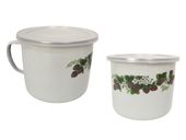kubek emaliowany z pokrywką 14 x 11cm truskawki ae-a1007