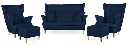 Zestaw wypoczynkowy mebli uszak Ari sofa fotele pufy Family Meble komplet na Arena.pl