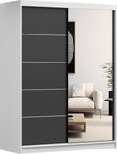 Szafa przesuwna VISTA 05 150x61 BIAŁY/CZARNY+LUSTRO półki PRODUCENT