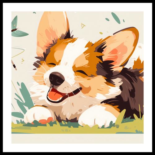 Plakat 70x70cm Beztroski Corgi na Arena.pl