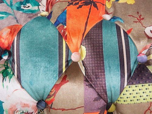 Sofa 3-osobowa patchworkowa żółta CHESTERFIELD na Arena.pl