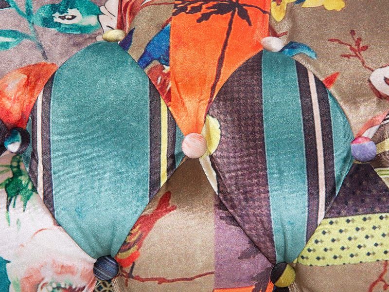 Sofa 3-osobowa patchworkowa żółta CHESTERFIELD zdjęcie 6