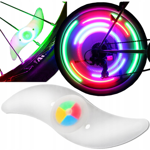 NEON ROWEROWY NA SZPRYCHY NAKŁADKI NA ROWER LAMPKI LED RGB MULTIKOLOR 1x na Arena.pl