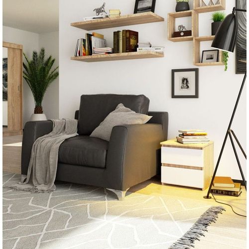 Szafka nocna, STILO, 40x35x40 cm, dąb sonoma, biel, mat | TYLETEGOTU na Arena.pl