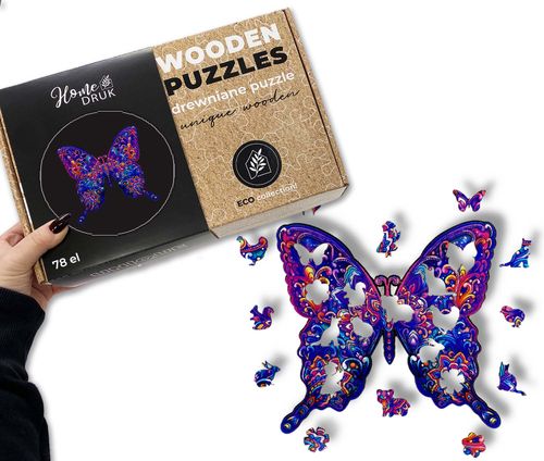Puzzle Drewniane dla dzieci i dorosłych Motyl Butterfly na Arena.pl