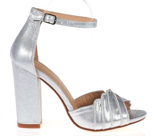 Sandały na słupku 10 cm. piętka pasek srebrne Rozmiar obuwia - 37 na Arena.pl