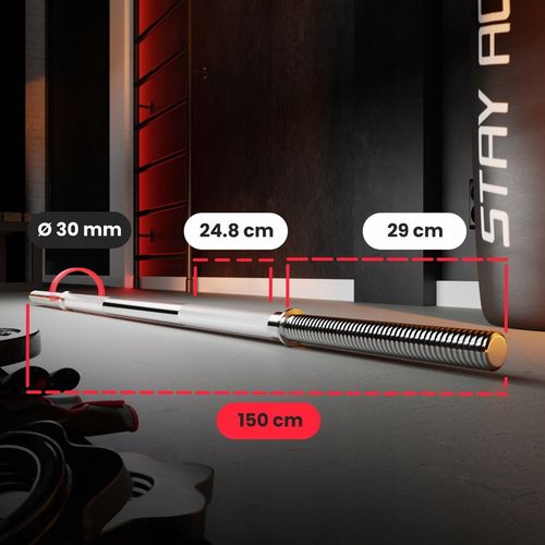 Gryf prosty 150cm stalowy pełny odlew 30mm do obciążeń sztangi zaciski na Arena.pl