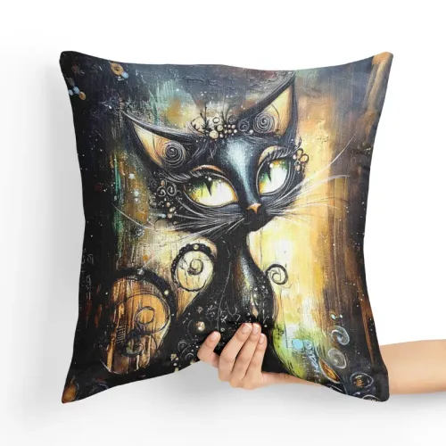 Poduszka z Czarnym Kotem - Poduszka dekoracyjna Tył poduszki: - Błękitny na Arena.pl