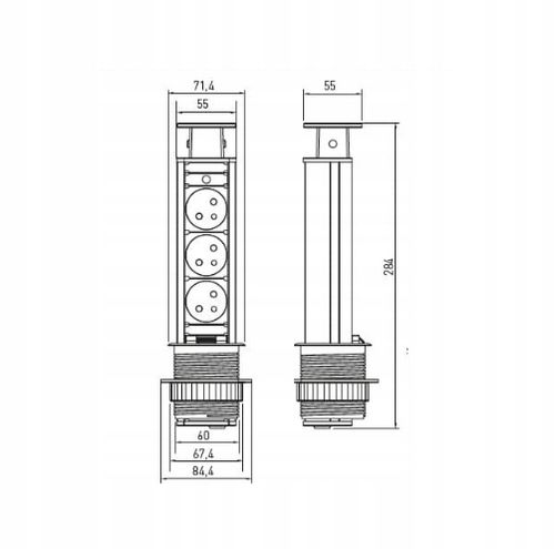 GNIAZDO POTRÓJNE CHOWANE W BLAT NABLATOWE GNIAZDKO na Arena.pl