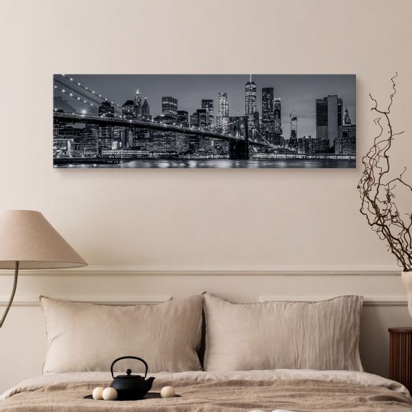 Obraz Panoramiczny NOWY YORK Nocą Brooklyn Bridge Miasto 145cm x 45cm zdjęcie 6