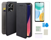 Etui z klapką do HONOR X5c Plus czarny smart magnet + folia ochronna TPU