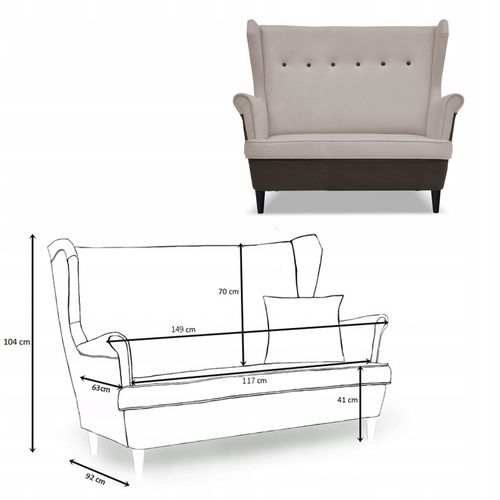 Zestaw wypoczynkowy uszak ARI DUO sofa fotele  brąz - beż na Arena.pl