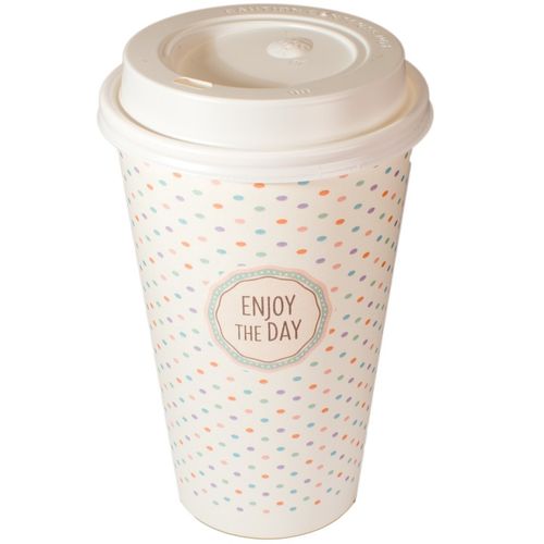 Kubki papierowe do kawy 400 ml SUP Pastele + wieczka – zestaw 100 sztuk na Arena.pl