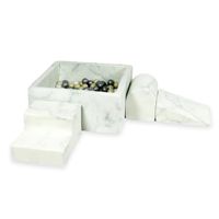 Piankowy plac zabaw z basenem kwadratowym 90x90x40 marmur + 400 piłek (jasne złoto, perła, srebrne)