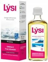 Lysi Tran Islandzki smak tutti-frutti OMEGA 3 DHA EPA witaminy A D E 240 ml
