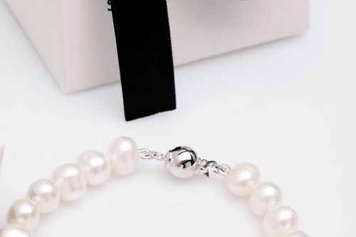 bransoletka srebrna z perłami 8mm - bsn3453 na Arena.pl