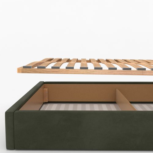 ŁÓŻKO TAPICEROWANE DO SYPIALNI 140x200 ŁÓŻKO PODWÓJNE Z POJEMNIKIEM KHAKI na Arena.pl