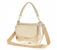 Laura Biaggi - torebka listonoszka beżowy groszek mat klapka zamsz L326015