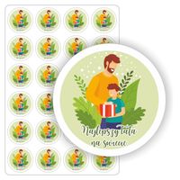 NAKLEJKI etykietki samoprzylepne DZIEŃ TATY OJCA prezent 24 szt. 5 cm