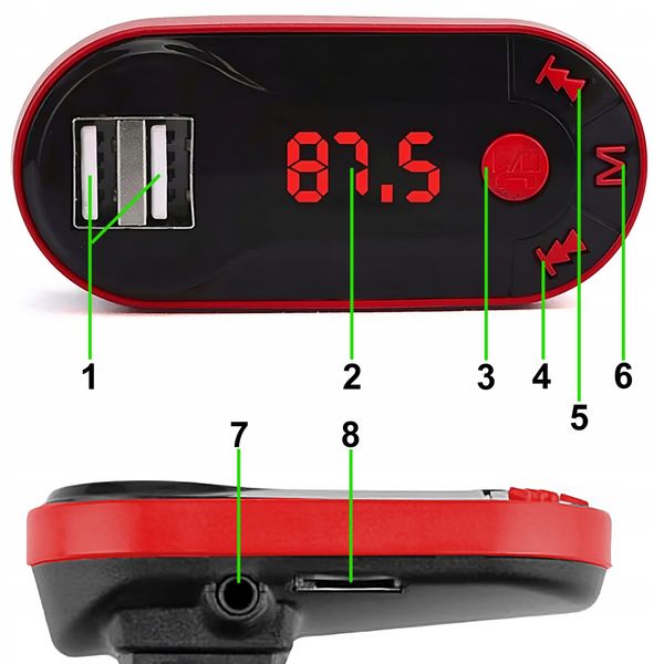 TRANSMITER FM BLUETOOTH ŁADOWARKA MP3 2XUSB SD LCD zdjęcie 6