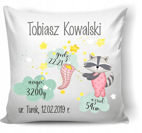 PODUSZKA METRYCZKA prezent CHRZEST roczek urodziny na Arena.pl