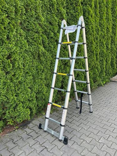 DRABINA ALUMINIOWA TELESKOPOWA PRZEGUBOWA 4.4 M (2 x 220 cm ) 2 x 7 STOPNI na Arena.pl