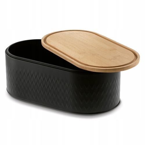 CHLEBAK Stalowy DESKA do KROJENIA BAMBUS Tadar Iconic 34x18x12,5 cm CZARNY na Arena.pl