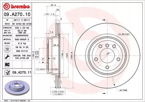 TARCZA HAM TYL 336X22 V BREMBO na Arena.pl