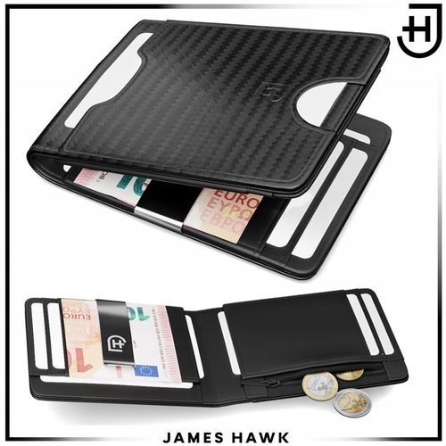James Hawk Smart Wallet skórzany portfel męski slim 1,5 cm Czarny RFID na Arena.pl